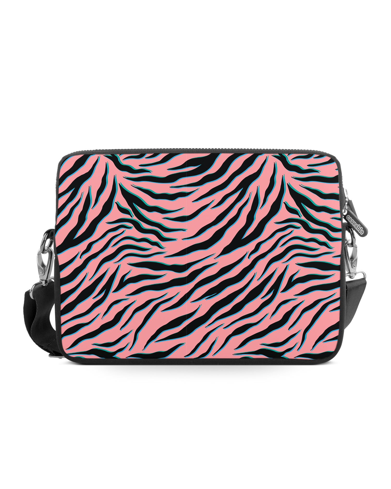 Pink Zebra Premium Laptop Bag 15 inch: Front View
