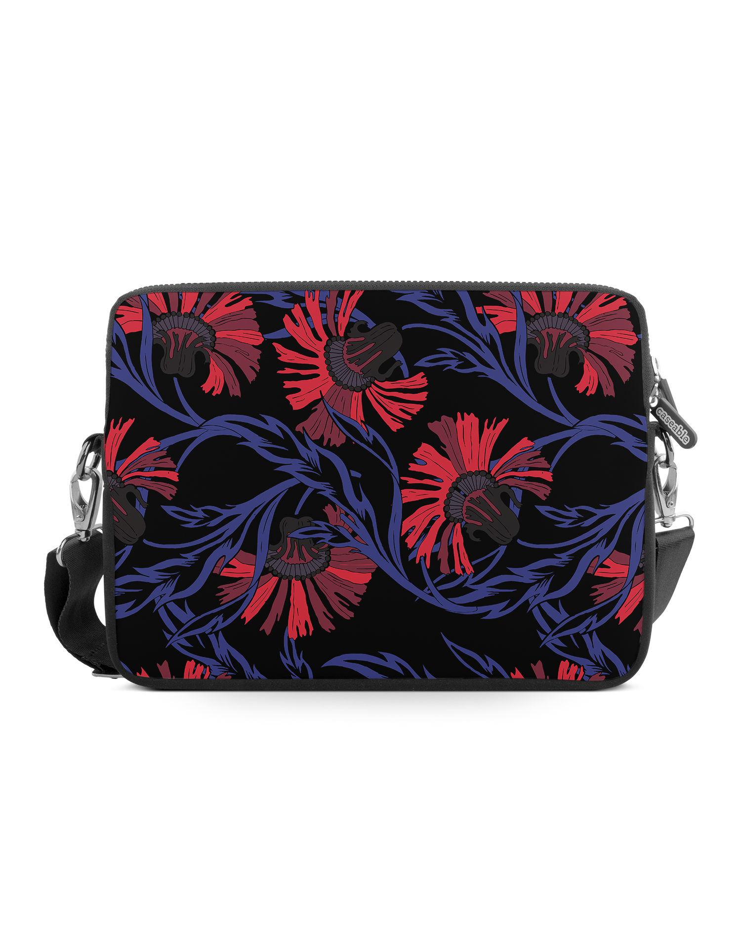 Midnight Floral Premium Laptop Bag 15 inch: Front View