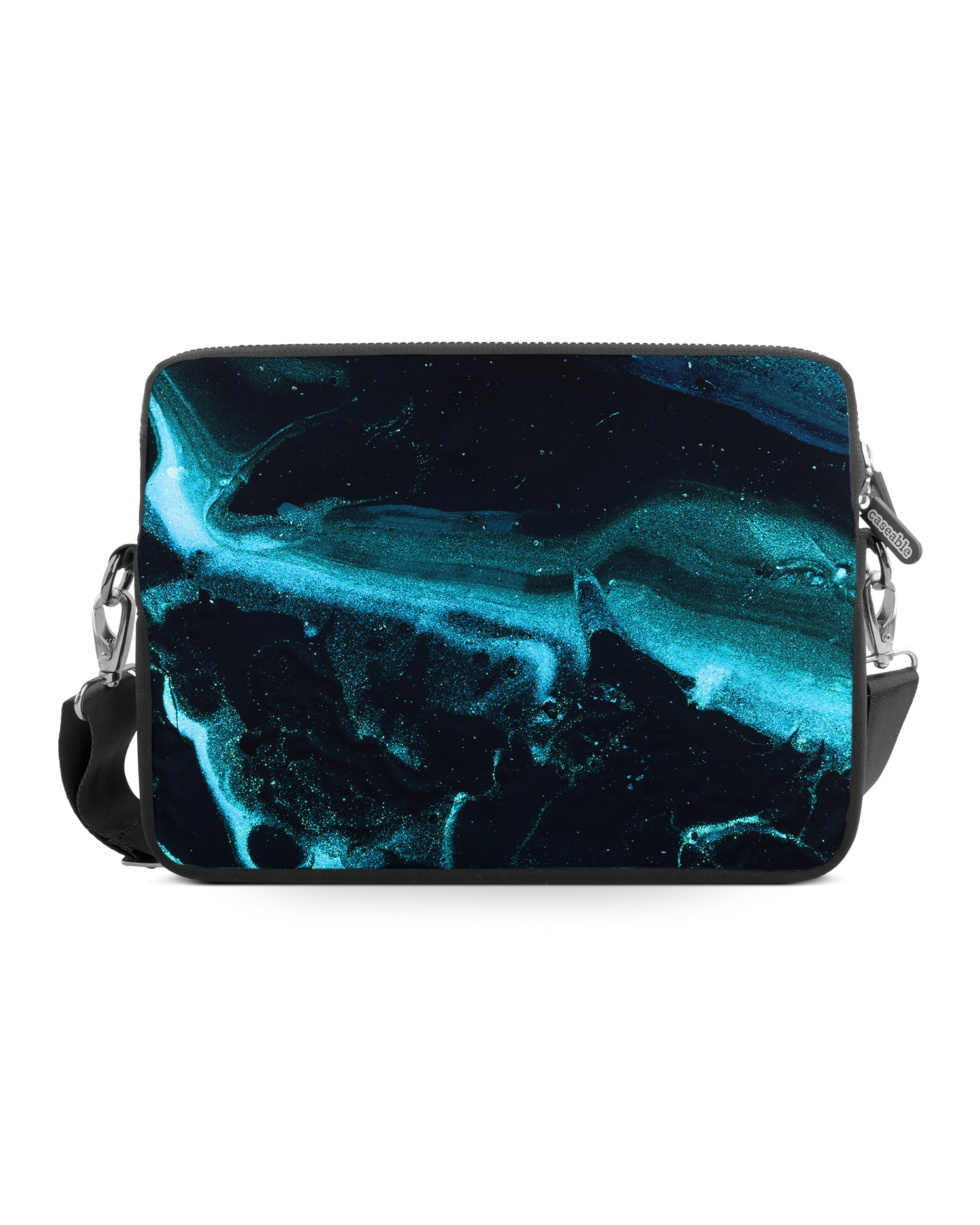 Deep Turquoise Sparkle Premium Laptop Bag 15 inch: Front View