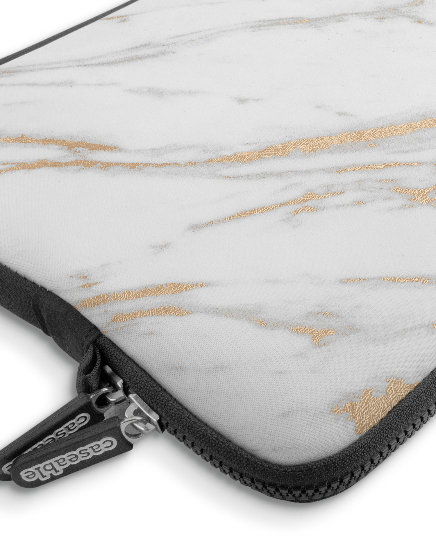 Gold Marble Elegance Premium Laptop Bag 13-14 inch with device inside