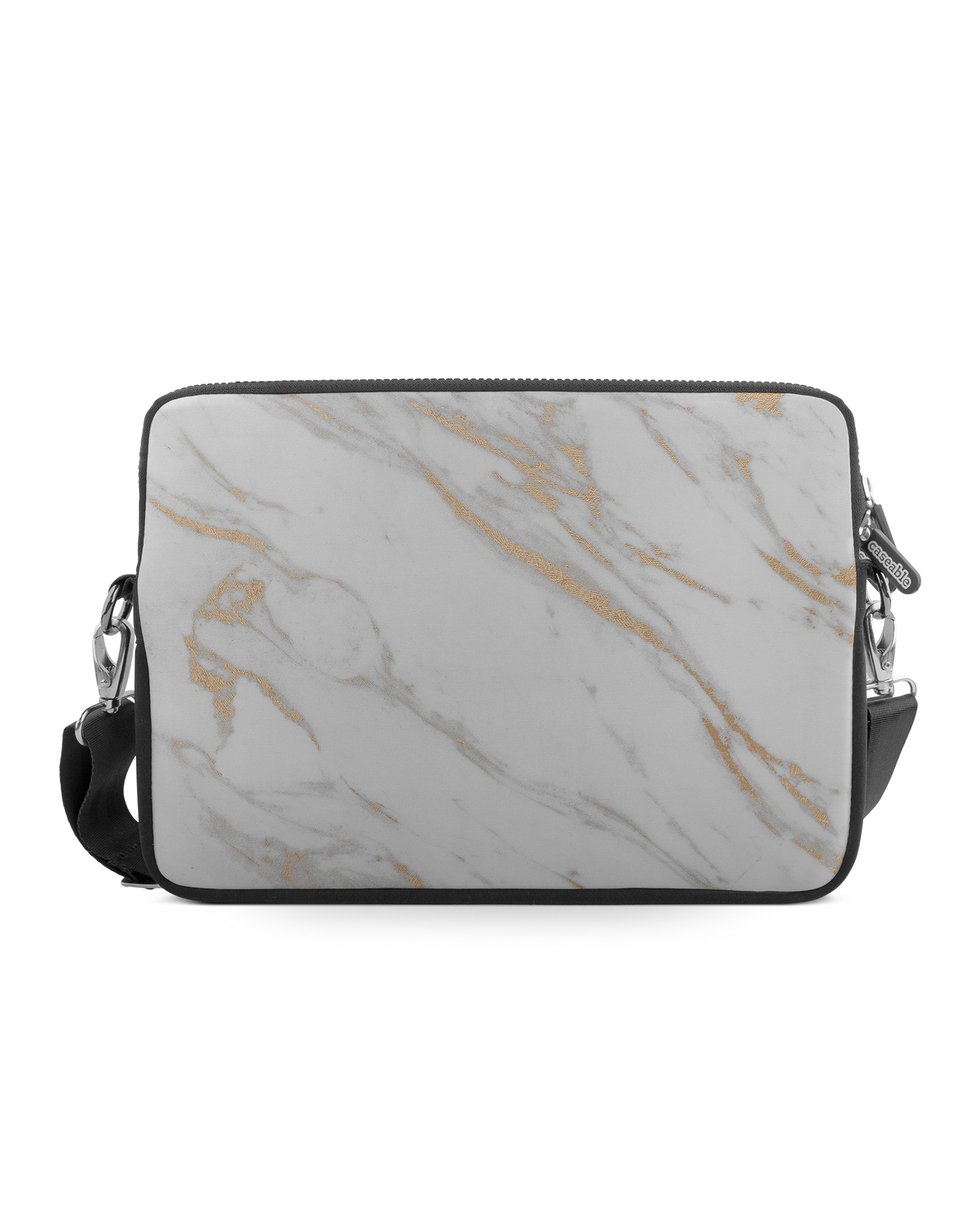 Gold Marble Elegance Premium Laptop Bag 13-14 inch: Front View