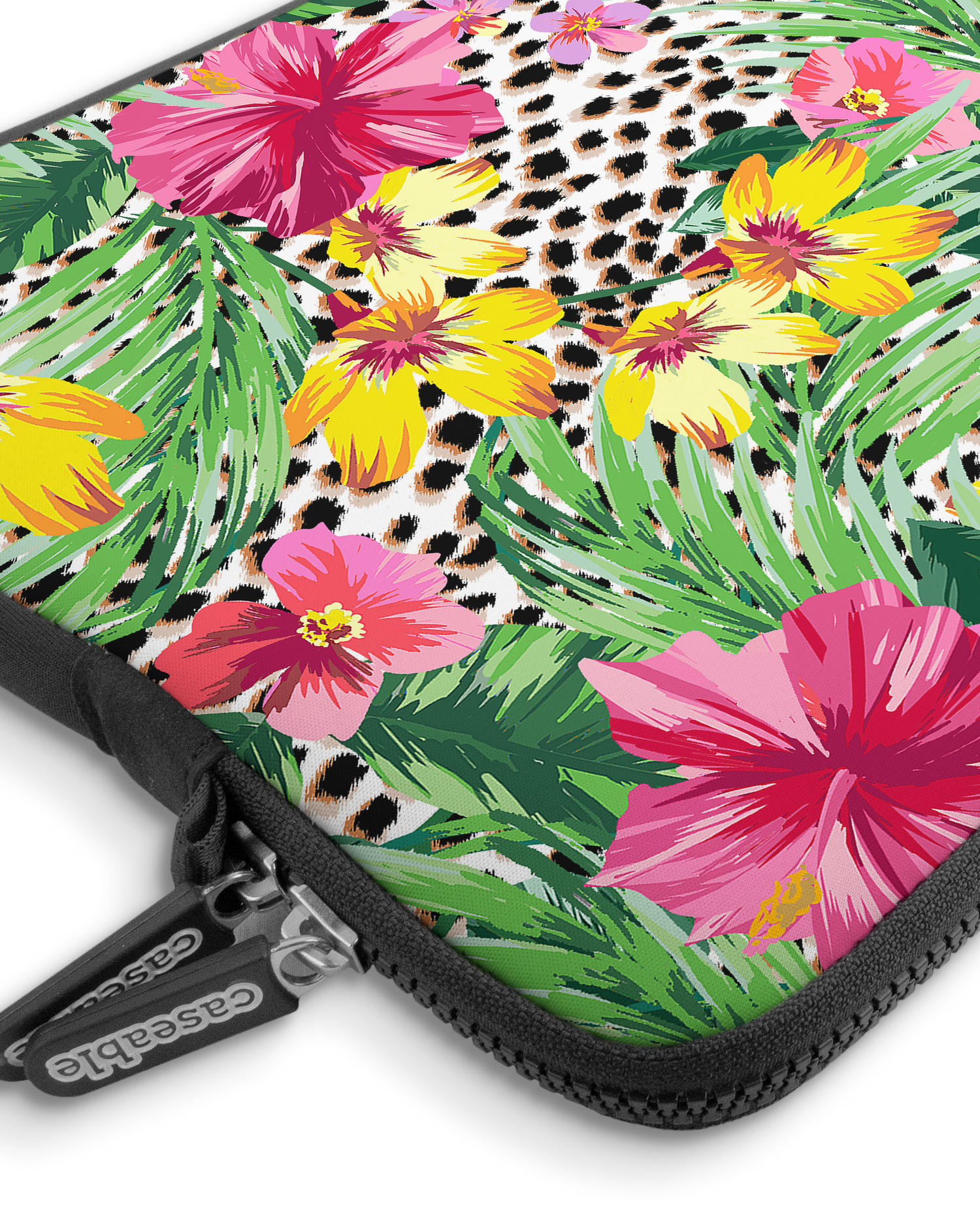 Tropical Cheetah Premium Laptop Bag 13-14 inch with device inside