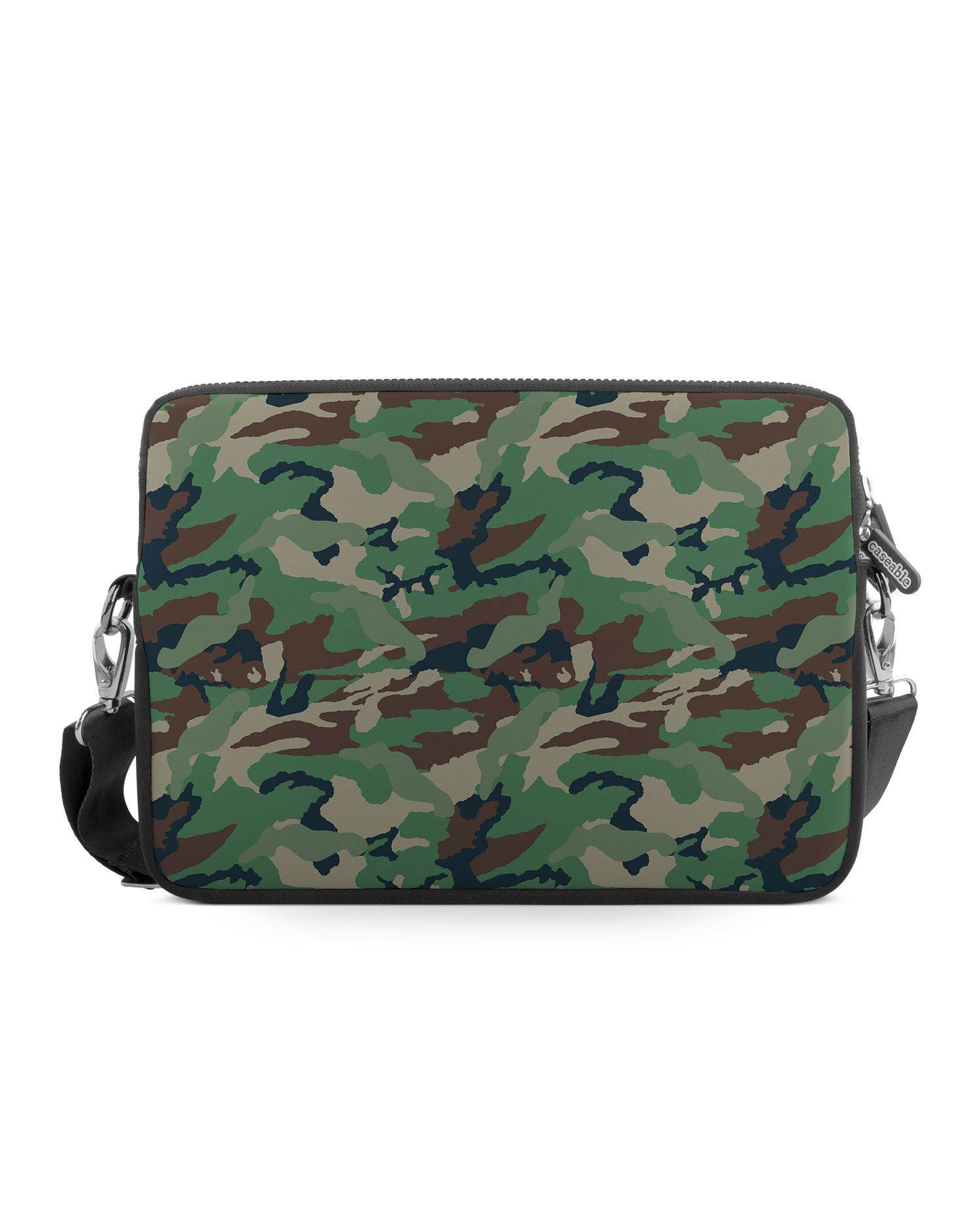 Green and Brown Camo Premium Laptop Bag 13-14 inch: Front View