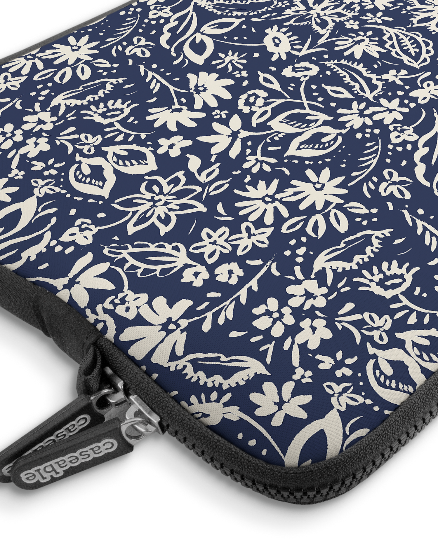 Ditsy Blue Paisley Premium Laptop Bag 13-14 inch with device inside