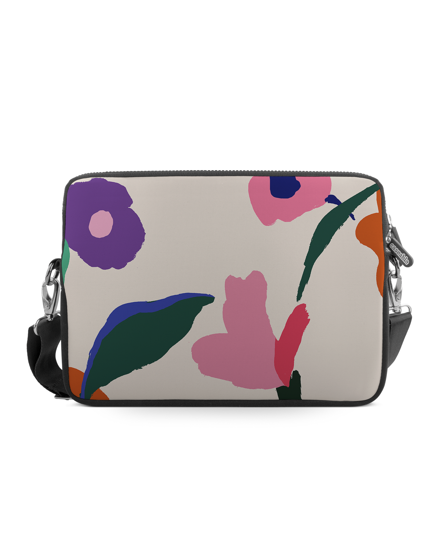 Handpainted Blooms Premium Laptop Bag 13-14 inch: Front View
