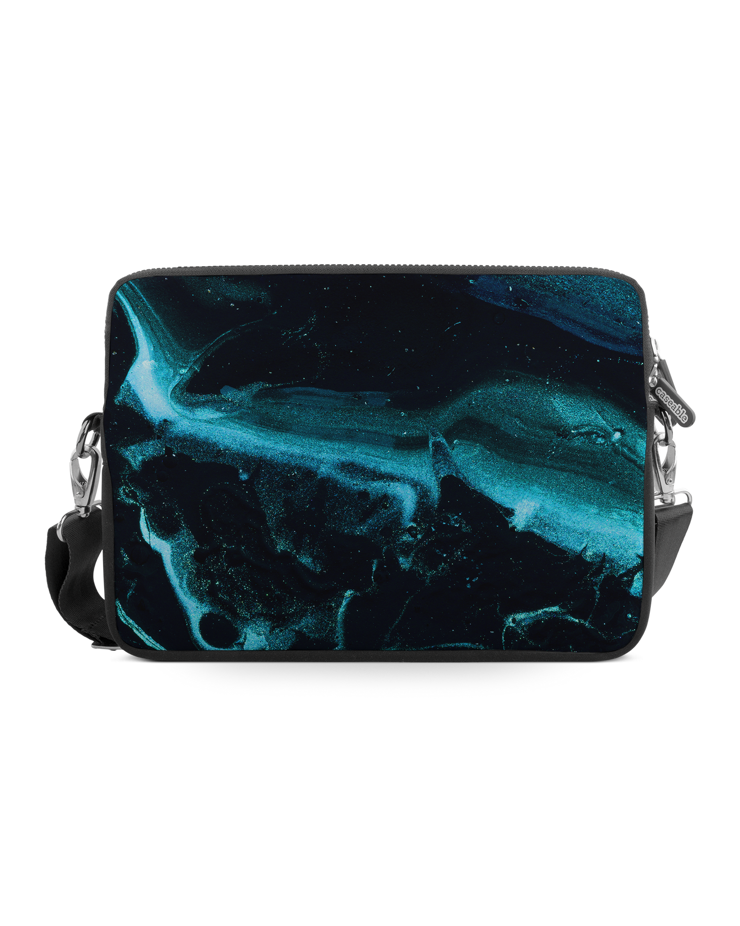 Deep Turquoise Sparkle Premium Laptop Bag 13-14 inch: Front View