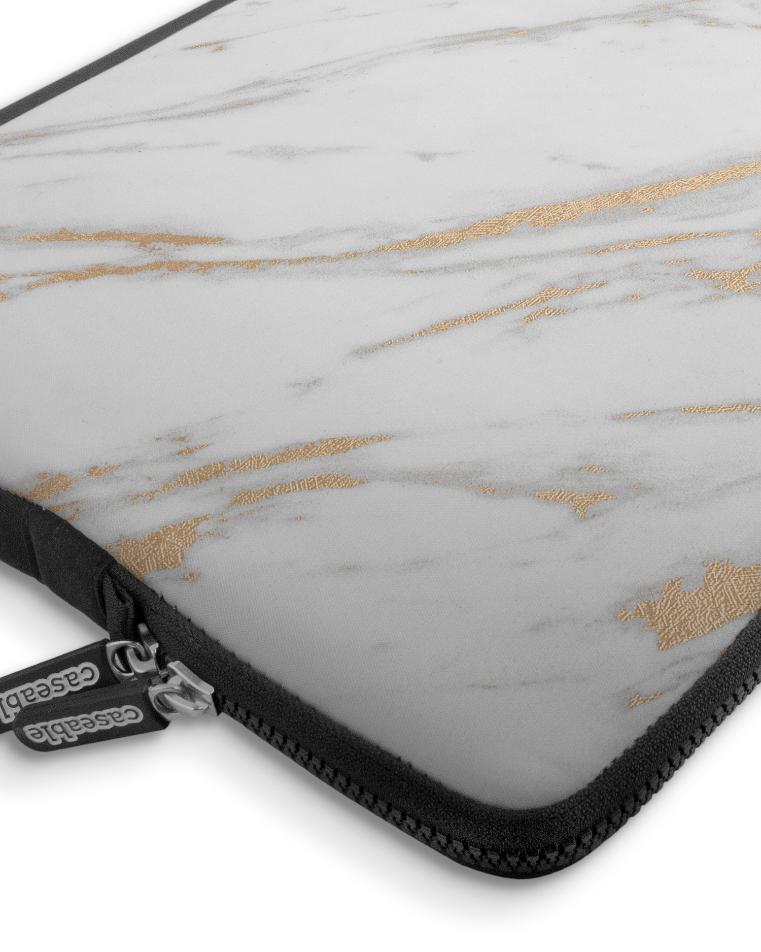 Gold Marble Elegance Premium Laptop Bag 17 inch with device inside