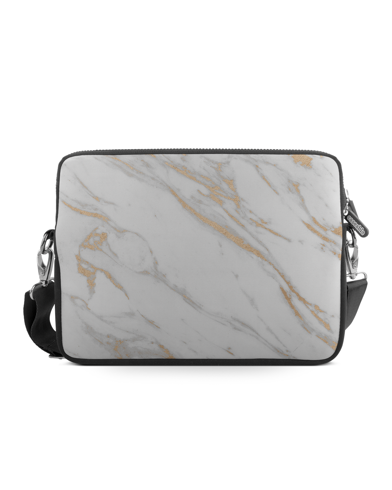 Gold Marble Elegance Premium Laptop Bag 17 inch: Front View