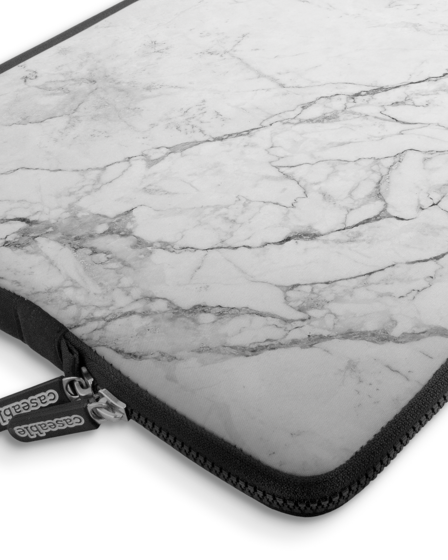 White Marble Premium Laptop Bag 17 inch with device inside