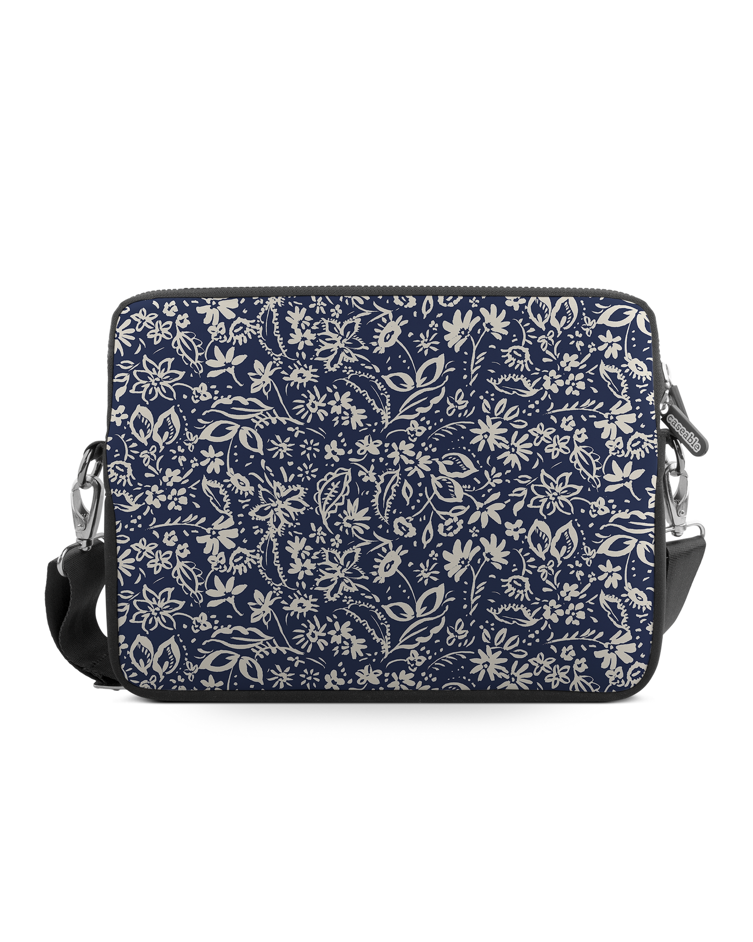 Ditsy Blue Paisley Premium Laptop Bag 17 inch: Front View