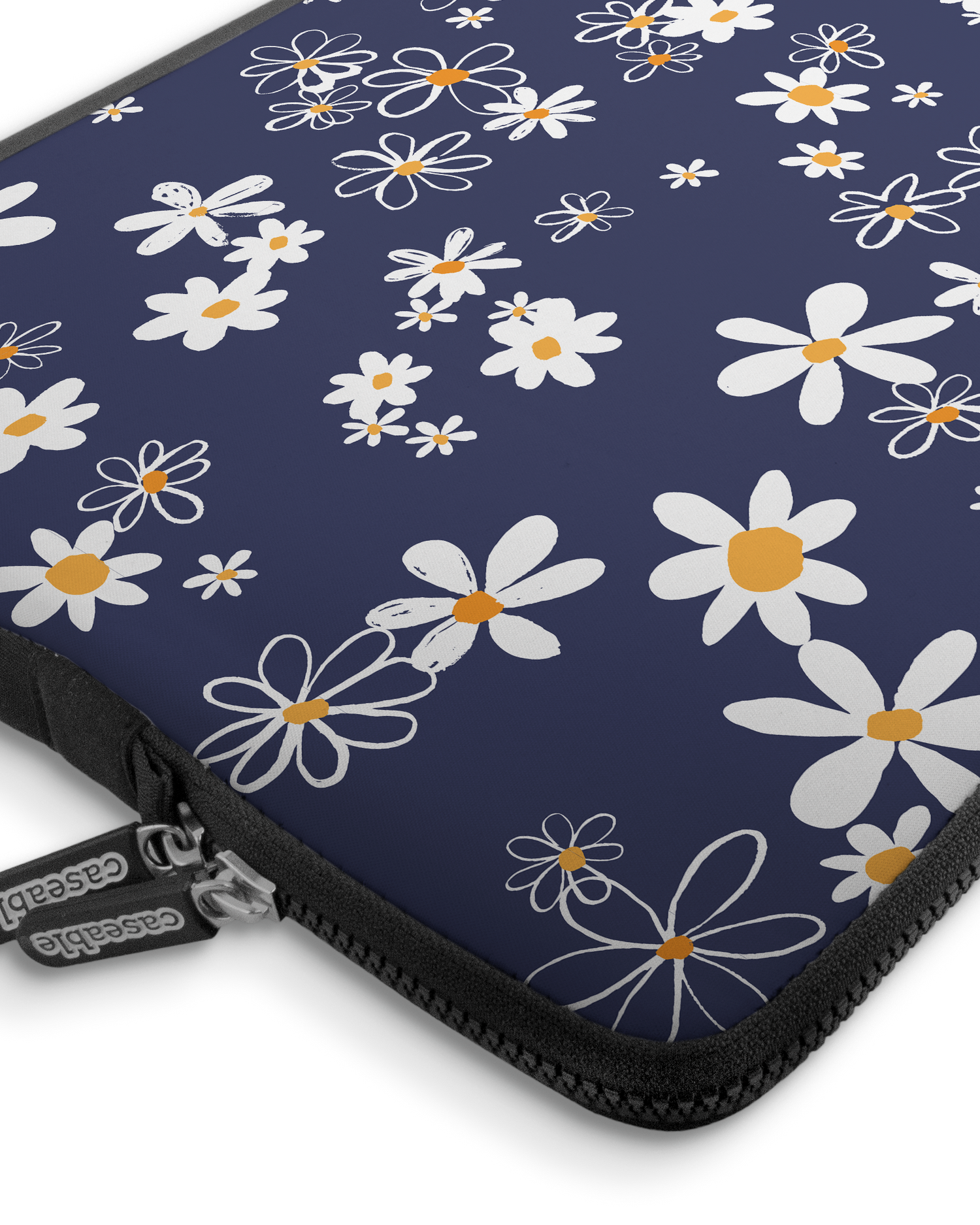 Navy Daisies Premium Laptop Bag 17 inch with device inside