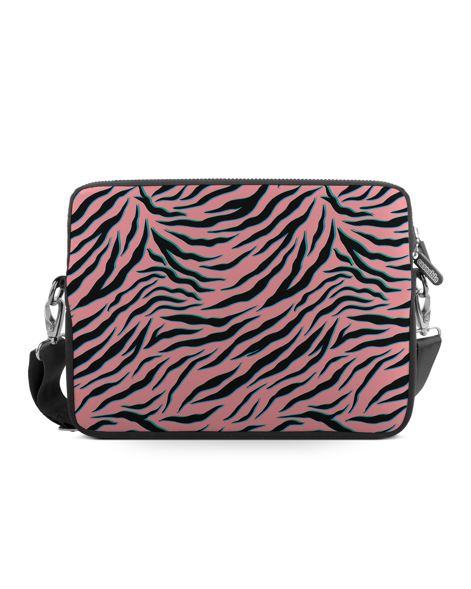 Pink Zebra Premium Laptop Bag 17 inch: Front View