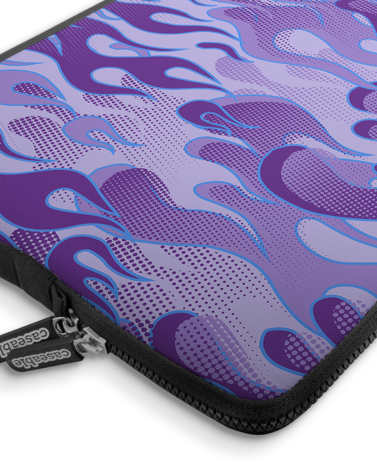 Purple Flames Premium Laptop Bag 17 inch with device inside