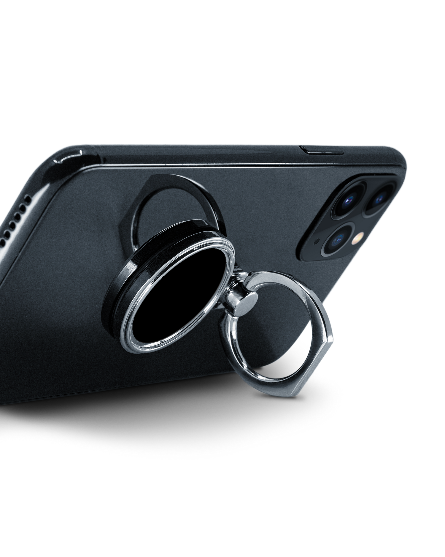 BLACK Ring Holder attached to a smartphone