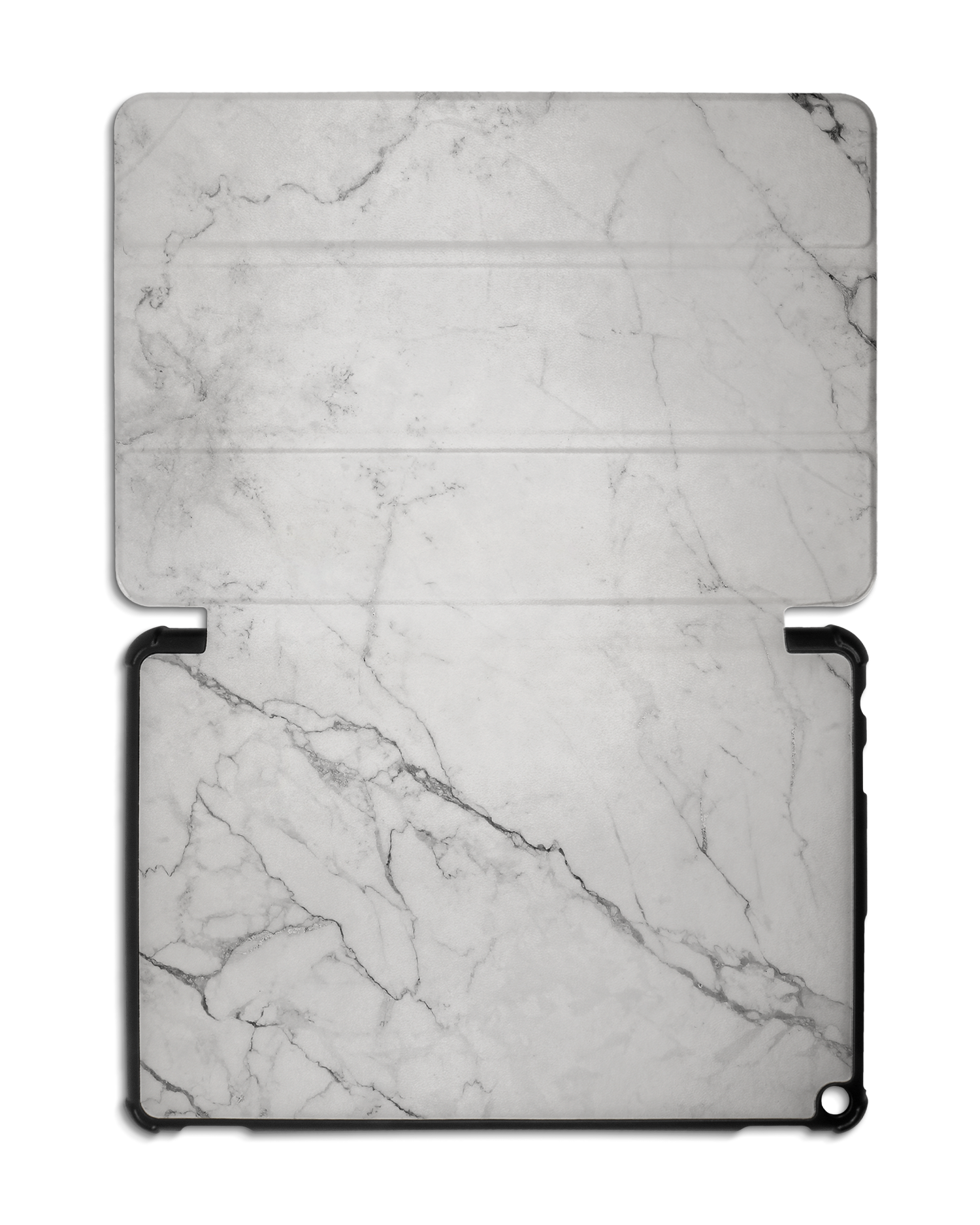 White Marble Tablet Smart Case for Amazon Fire HD 10 (2021): Opened
