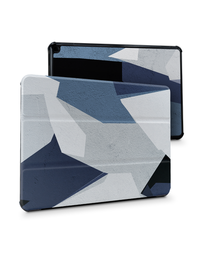 Geometric Camo Blue Tablet Smart Case for Amazon Fire HD 10 (2021): Front View