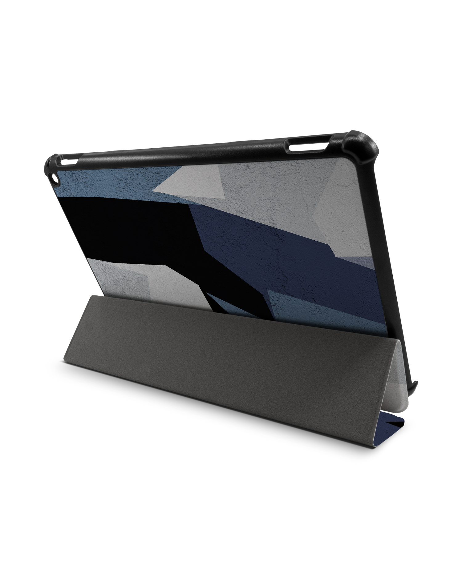 Geometric Camo Blue Tablet Smart Case for Amazon Fire HD 10 (2021): Used as Stand