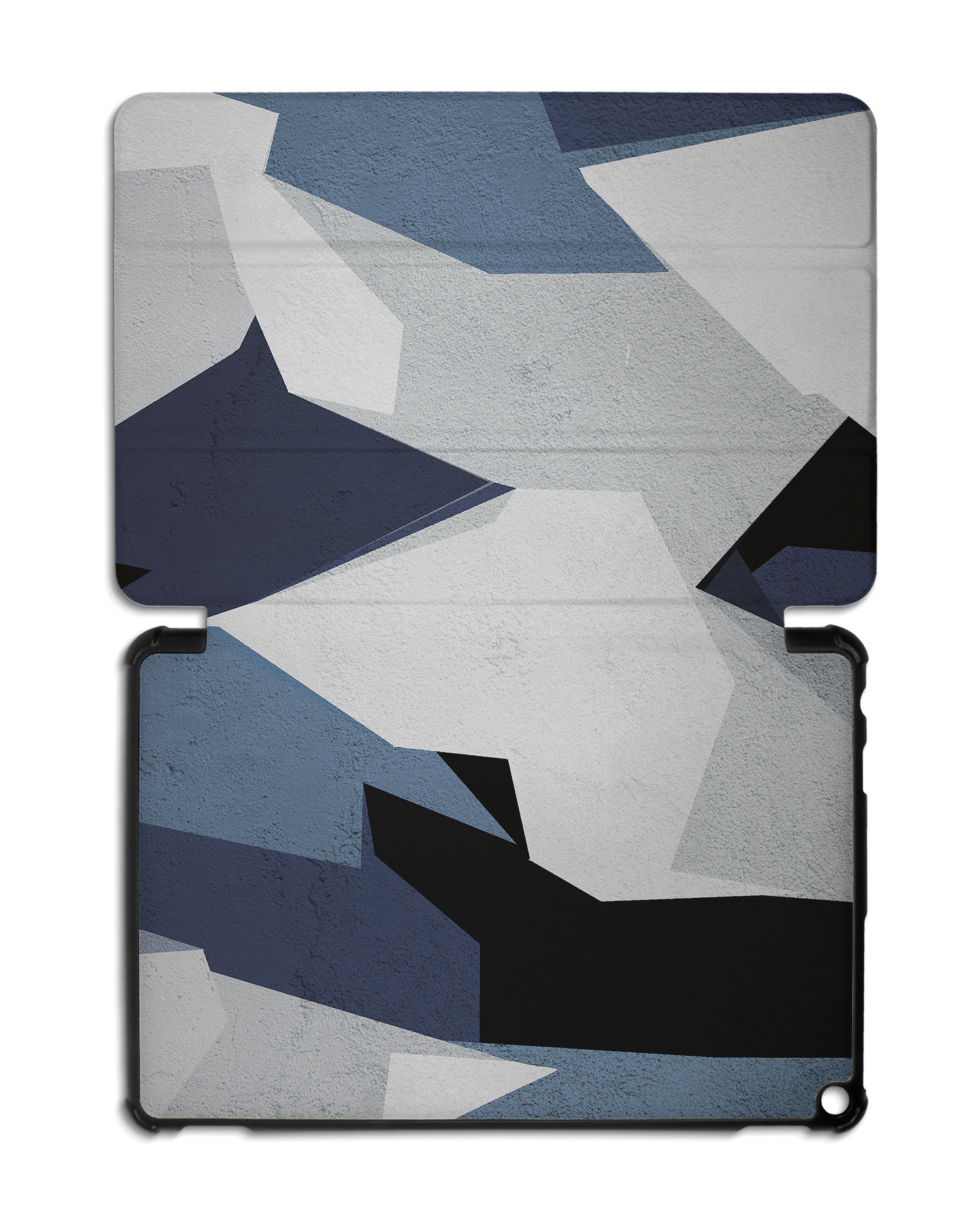 Geometric Camo Blue Tablet Smart Case for Amazon Fire HD 10 (2021): Opened