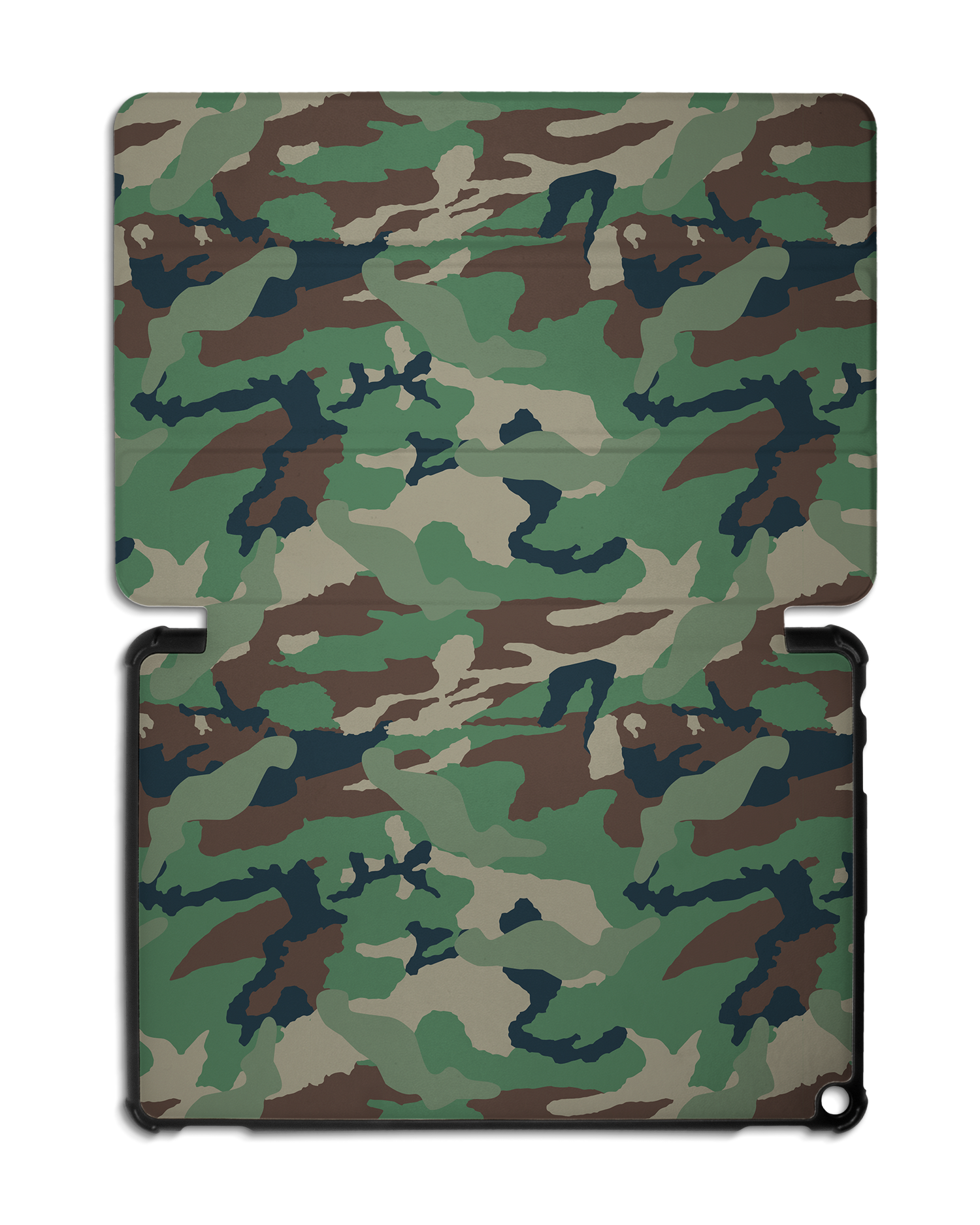 Green and Brown Camo Tablet Smart Case for Amazon Fire HD 10 (2021): Opened