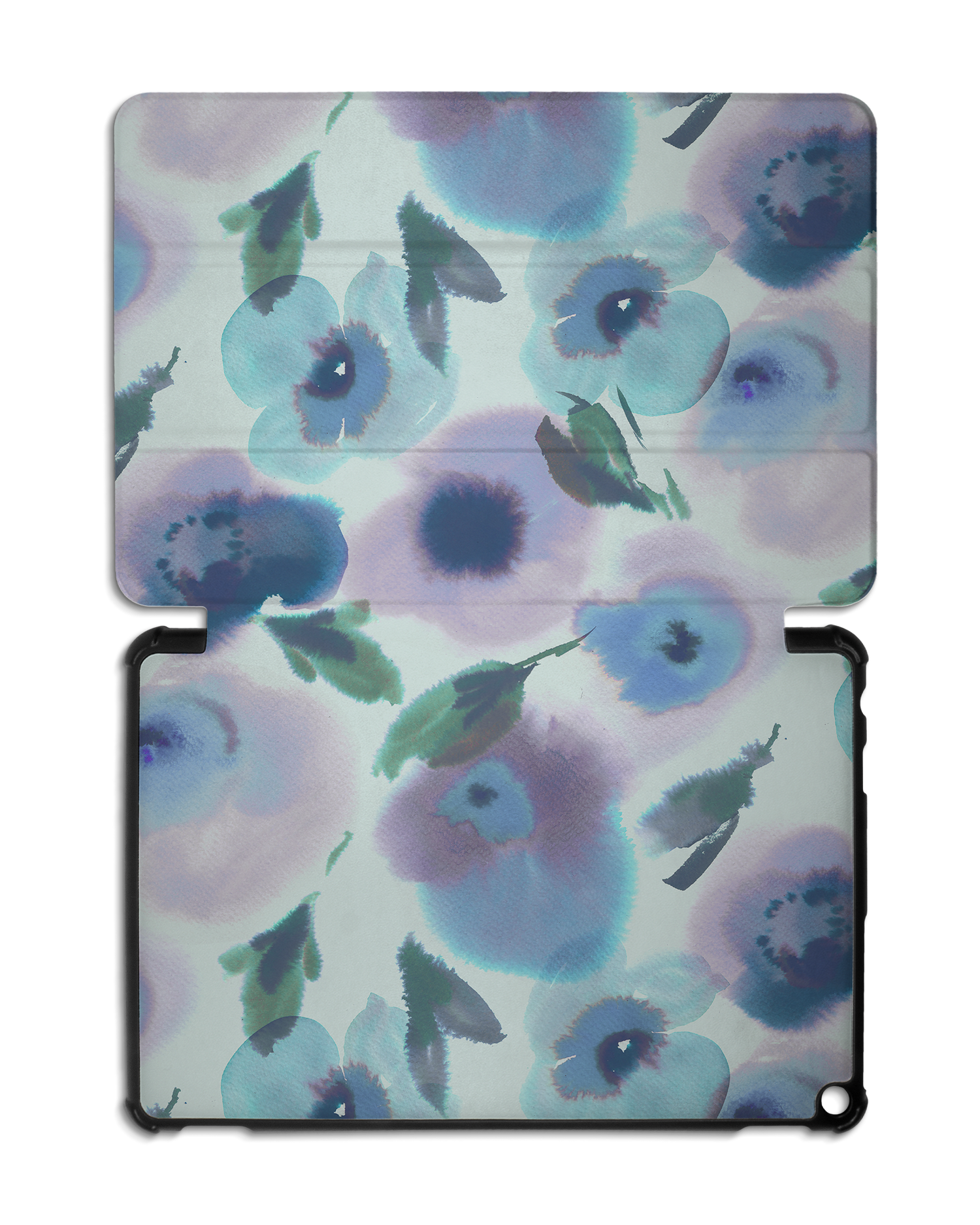 Watercolour Flowers Blue Tablet Smart Case for Amazon Fire HD 10 (2021): Opened