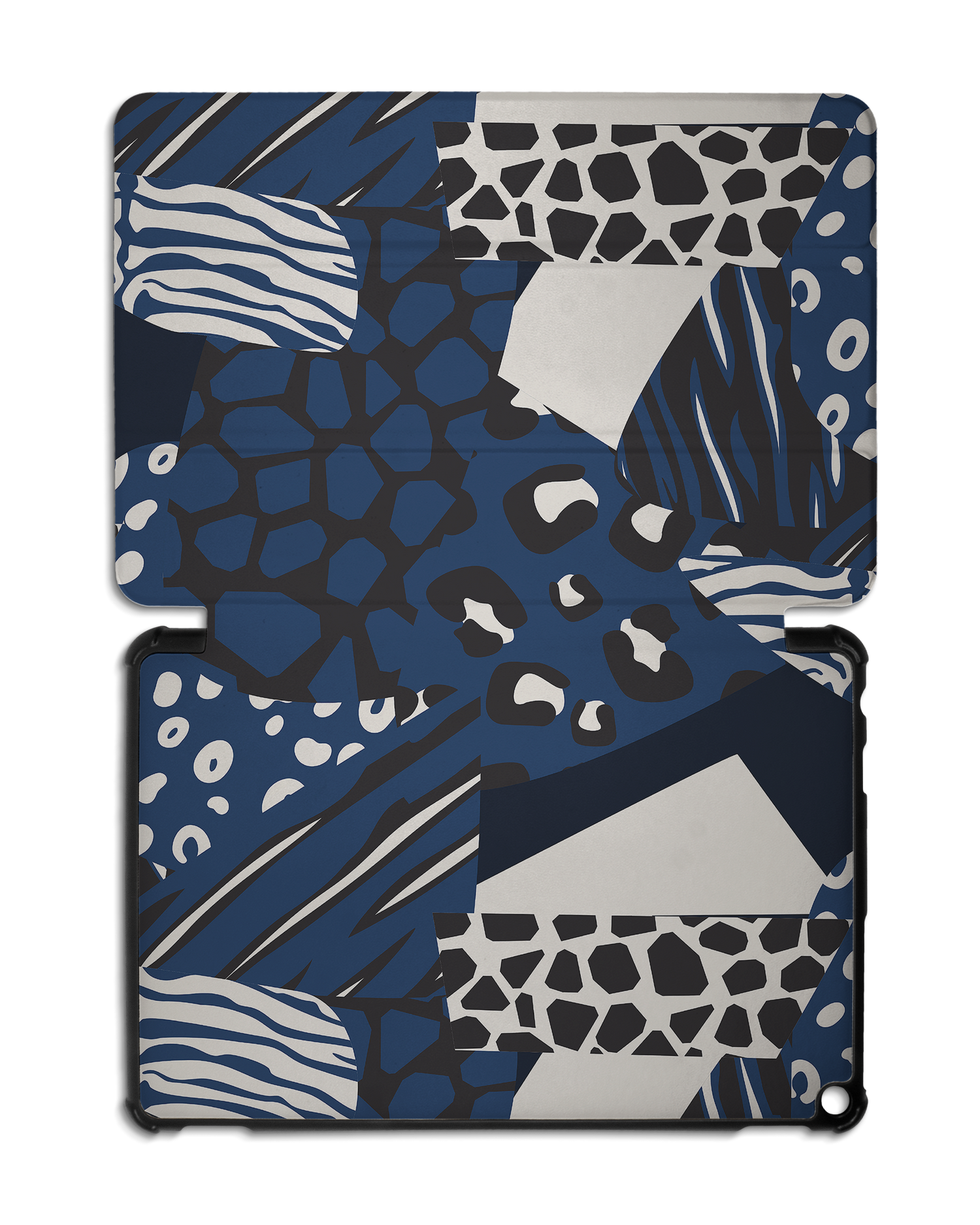 Animal Print Patchwork Tablet Smart Case for Amazon Fire HD 10 (2021): Opened