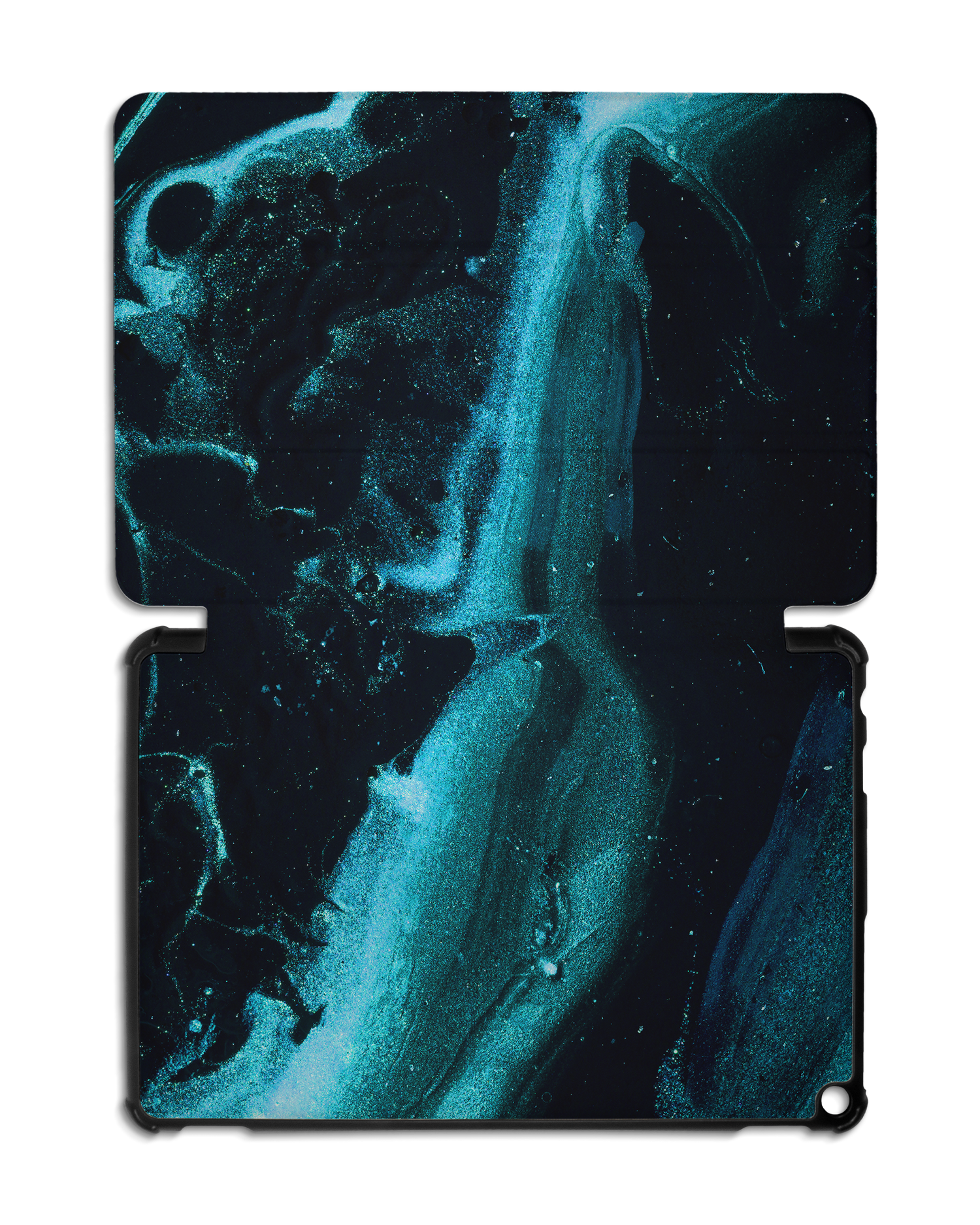 Deep Turquoise Sparkle Tablet Smart Case for Amazon Fire HD 10 (2021): Opened