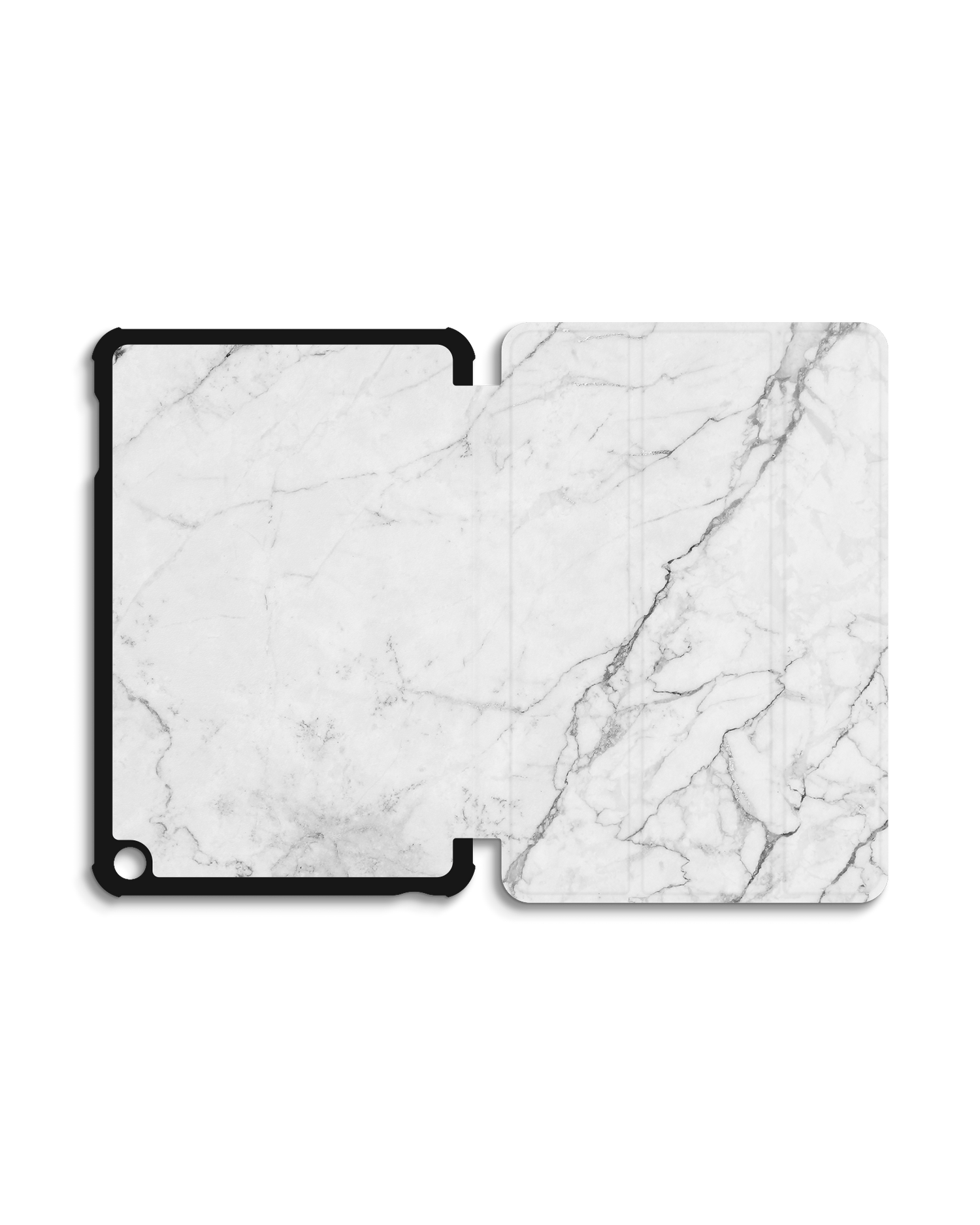 White Marble Tablet Smart Case for Amazon Fire 7 (2022): Opened