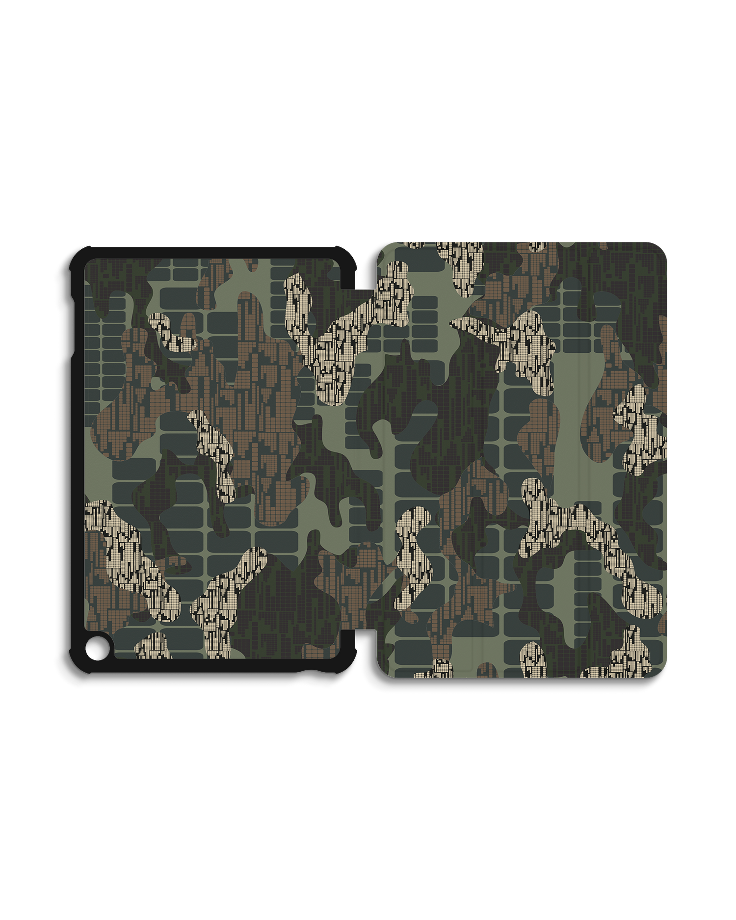 Green Camo Mix Tablet Smart Case for Amazon Fire 7 (2022): Opened
