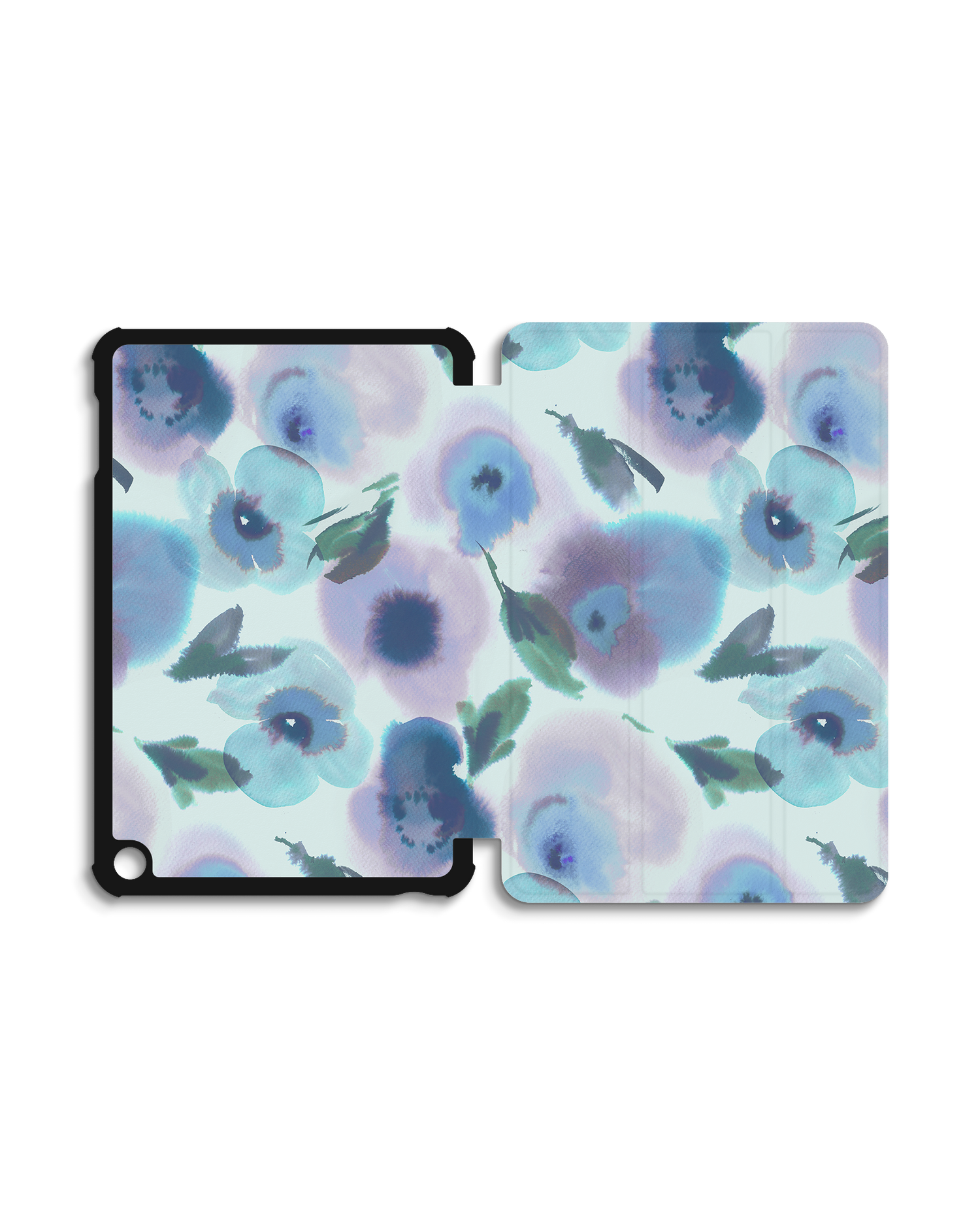 Watercolour Flowers Blue Tablet Smart Case for Amazon Fire 7 (2022): Opened