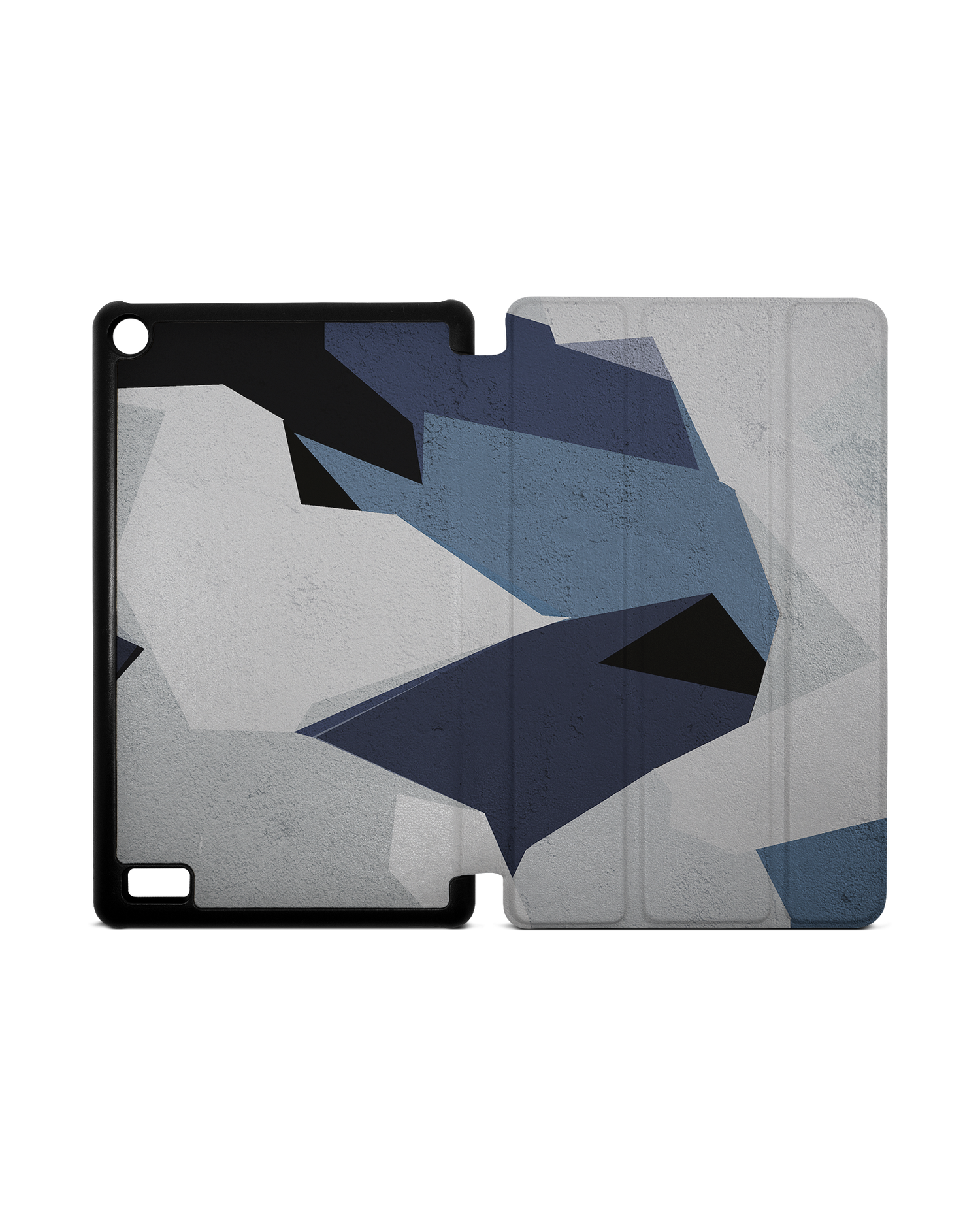 Geometric Camo Blue Tablet Smart Case for Amazon Fire 7: Opened