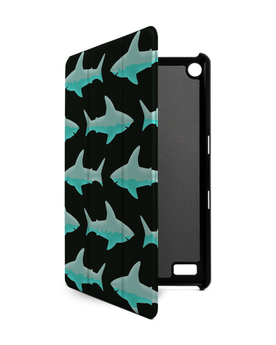 Neon Sharks Tablet Smart Case for Amazon Fire 7: Front View