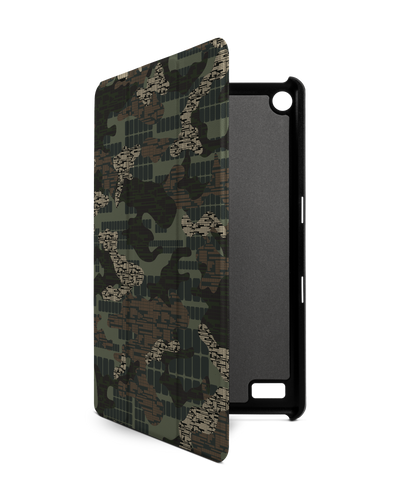 Green Camo Mix Tablet Smart Case for Amazon Fire 7: Front View