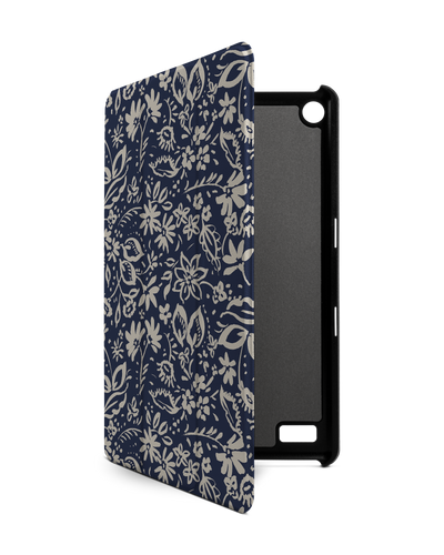 Ditsy Blue Paisley Tablet Smart Case for Amazon Fire 7: Front View