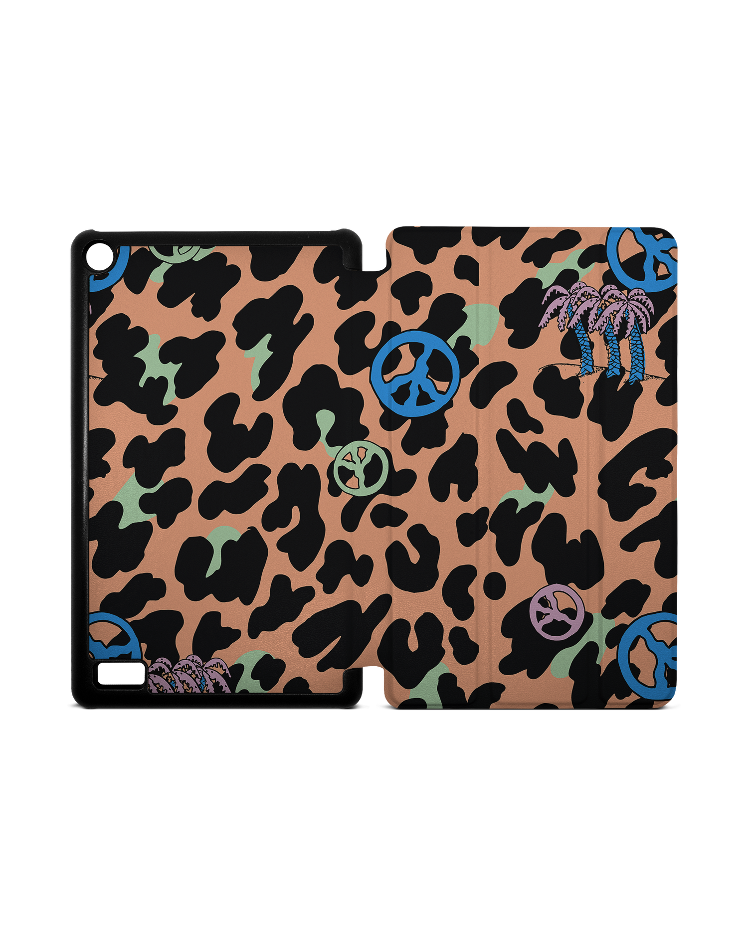 Leopard Peace Palms Tablet Smart Case for Amazon Fire 7: Opened