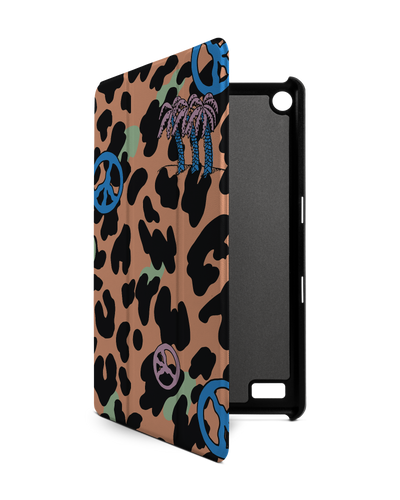Leopard Peace Palms Tablet Smart Case for Amazon Fire 7: Front View