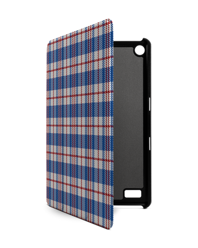 Plaid Market Bag Tablet Smart Case for Amazon Fire 7: Front View
