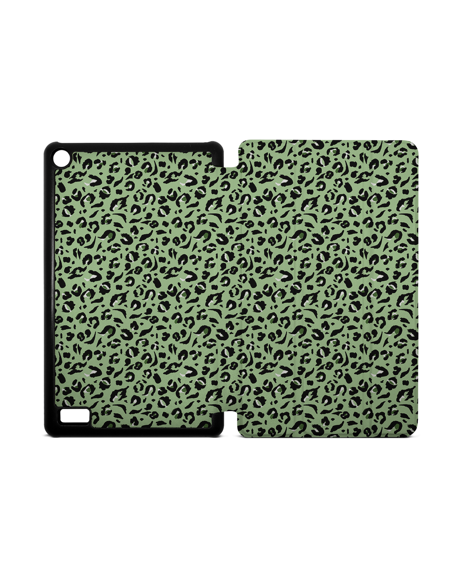 Mint Leopard Tablet Smart Case for Amazon Fire 7: Opened