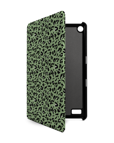 Mint Leopard Tablet Smart Case for Amazon Fire 7: Front View