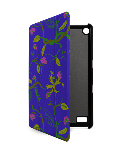Ultra Violet Floral Tablet Smart Case for Amazon Fire 7: Front View