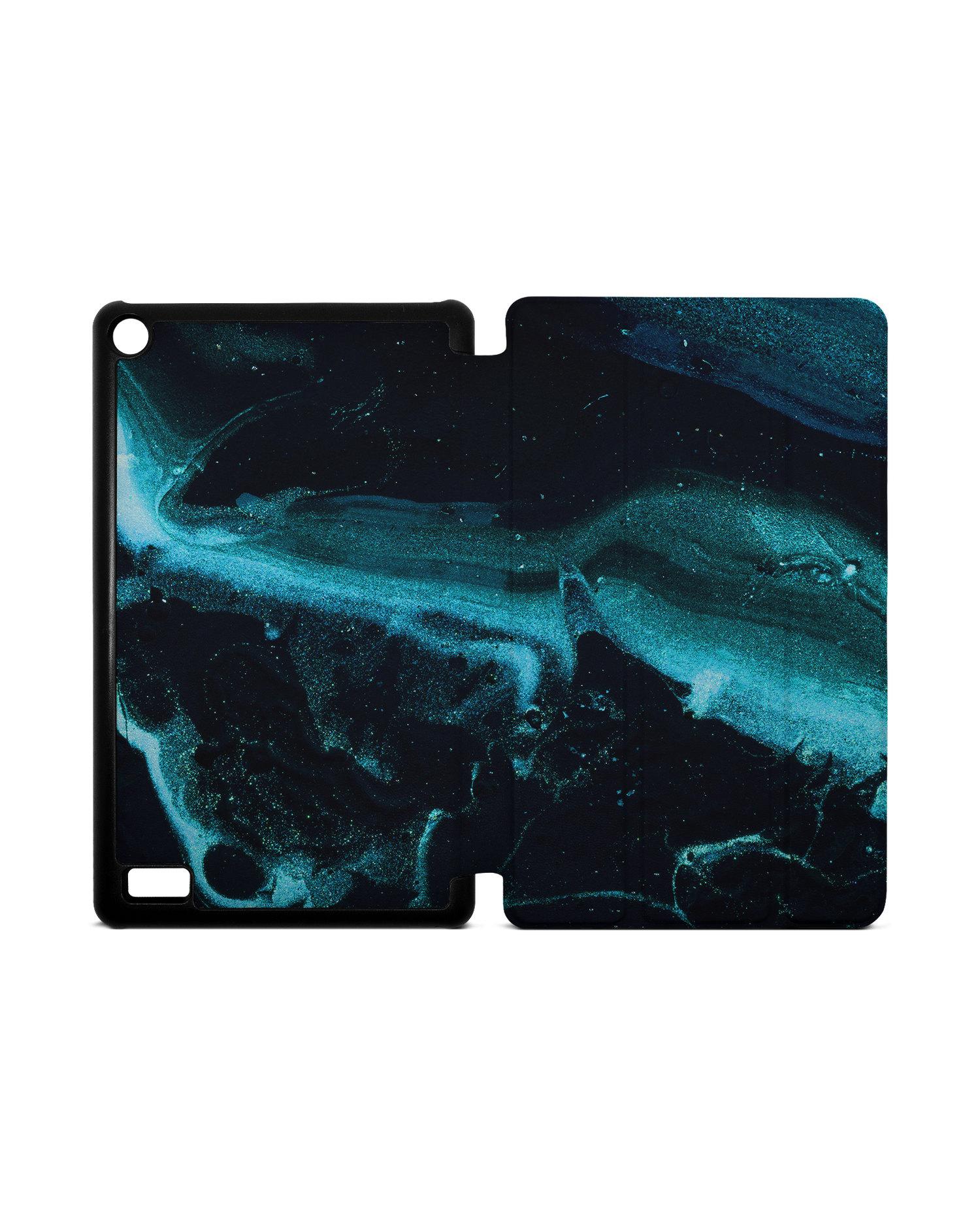 Deep Turquoise Sparkle Tablet Smart Case for Amazon Fire 7: Opened
