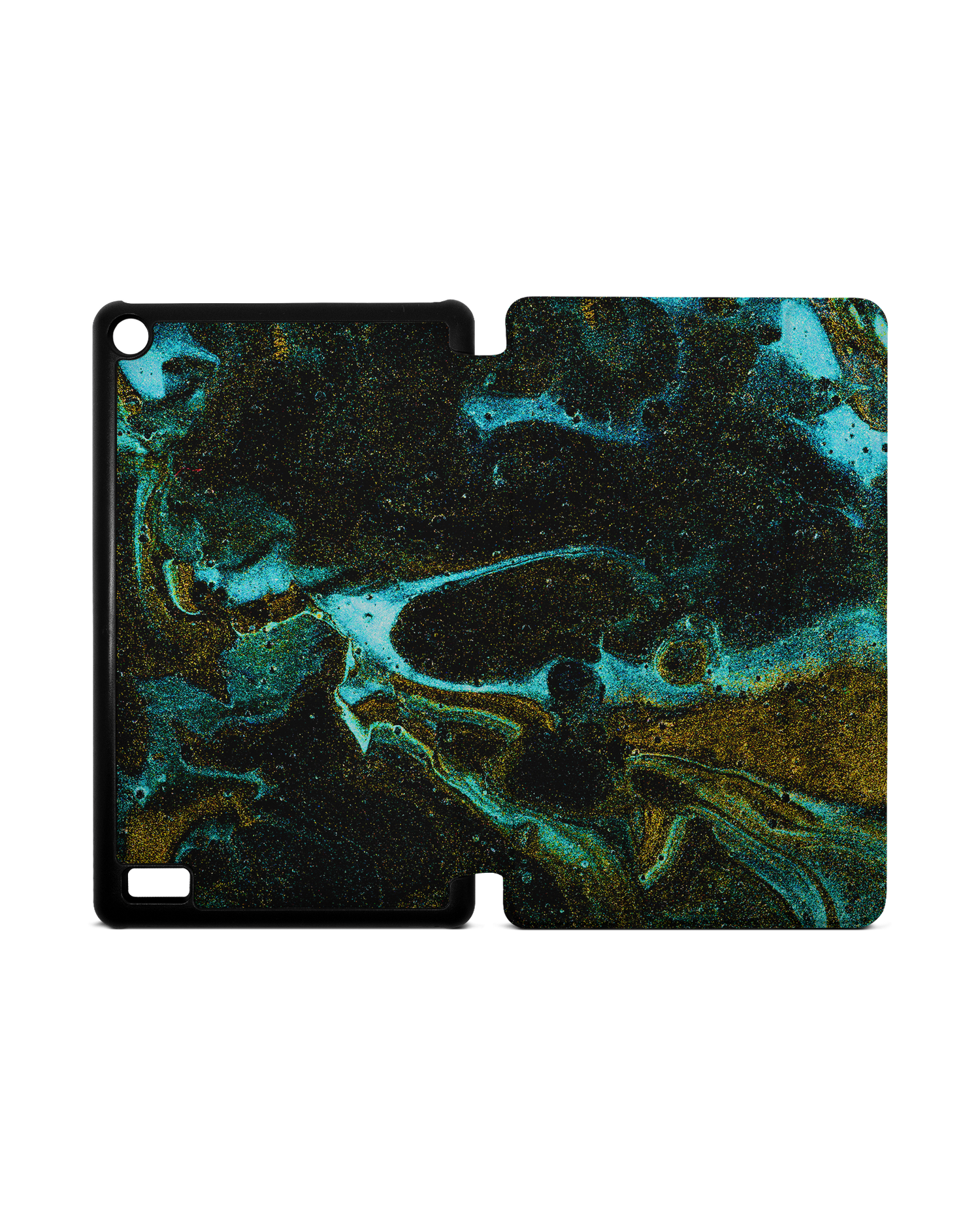 Mint Gold Marble Sparkle Tablet Smart Case for Amazon Fire 7: Opened