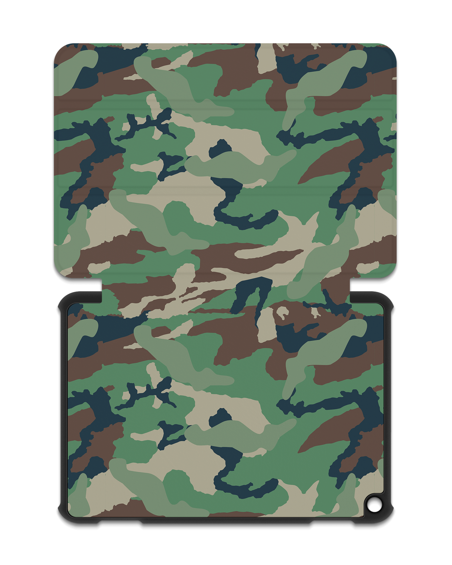 Green and Brown Camo Tablet Smart Case for Amazon Fire HD 8 (2022), Amazon Fire HD 8 Plus (2022), Amazon Fire HD 8 (2020), Amazon Fire HD 8 Plus (2020): Opened
