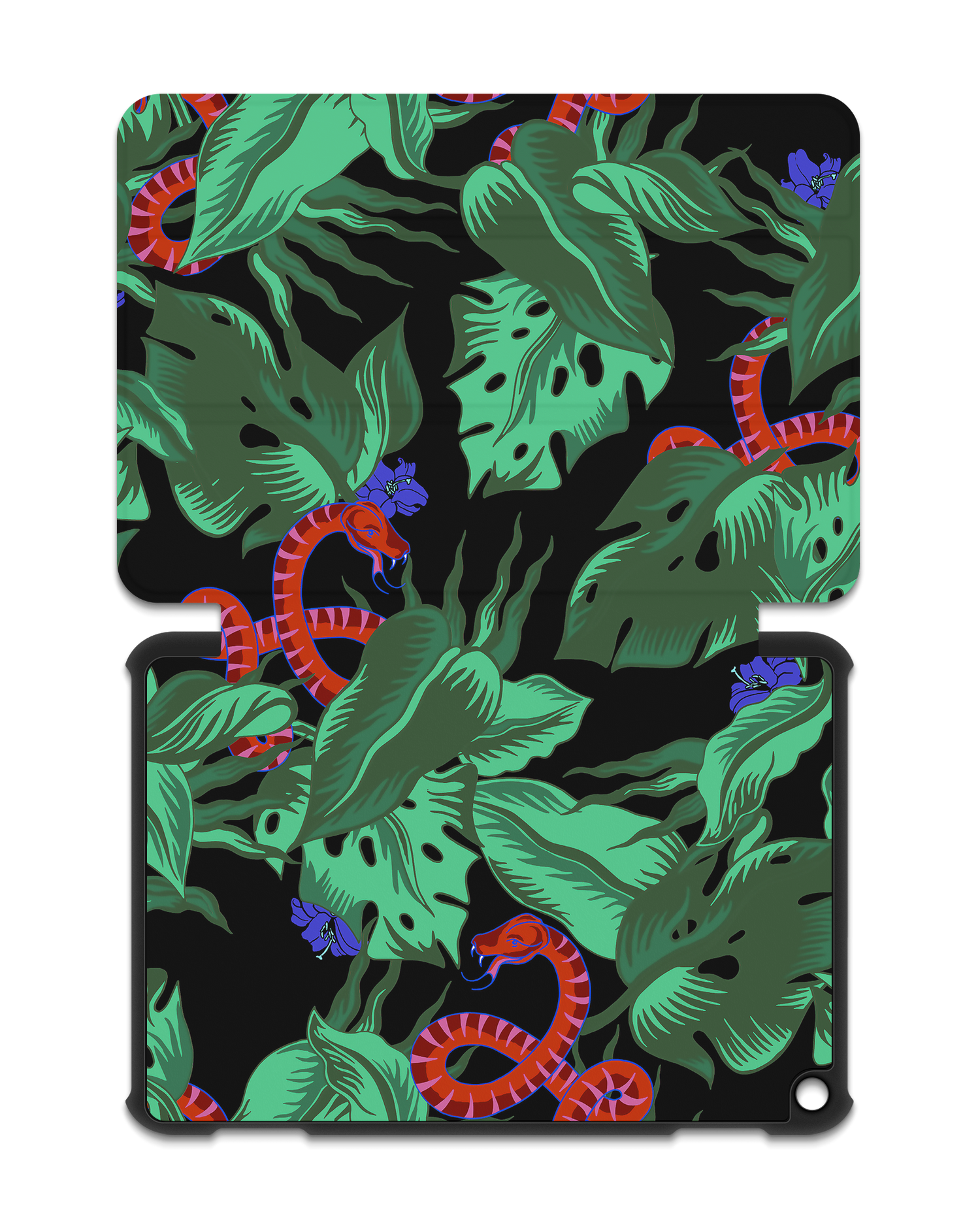 Tropical Snakes Tablet Smart Case for Amazon Fire HD 8 (2022), Amazon Fire HD 8 Plus (2022), Amazon Fire HD 8 (2020), Amazon Fire HD 8 Plus (2020): Opened